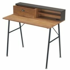 39" Rectangular 1 Drawer Writing Desk with Hutch Dark Wood Grain - Office Essentials -Outlet Desks Store unnamed file 11735