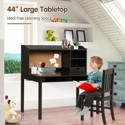 Costway Kids Desk & Chair Set Study Writing Desk w/ Hutch & Bookshelves 10 Costway Kids Desk & Chair Set Study Writing Desk w/ Hutch & Bookshelves - Image 8