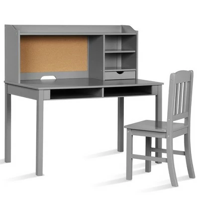 Costway Kids Desk & Chair Set Study Writing Desk w/ Hutch & Bookshelves 13 Costway Kids Desk & Chair Set Study Writing Desk w/ Hutch & Bookshelves - Image 11