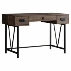 Monarch Specialties Laptop Table with Drawers-Industrial Style-Metal Legs Computer Desk Home & Office, 48" L, Brown Reclaimed Wood Look