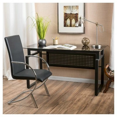 Fiske Glass Computer Desk Black - Christopher Knight Home 3 Fiske Glass Computer Desk Black - Christopher Knight Home