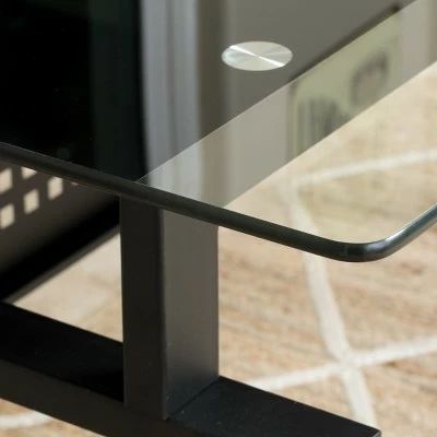 Fiske Glass Computer Desk Black - Christopher Knight Home 4 Fiske Glass Computer Desk Black - Christopher Knight Home - Image 2