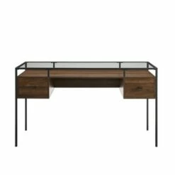 Lamvia Contemporary 2 Tier Glass Top Desk - Saracina Home Dark Walnut -Outlet Desks Store unnamed file 1188
