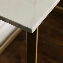 42" Contemporary Modern Faux Marble ComputerWriting Desk White Marble/Gold - Saracina Home -Outlet Desks Store unnamed file 11883