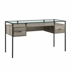 Lamvia Contemporary 2 Tier Glass Top Desk - Saracina Home Dark Walnut -Outlet Desks Store unnamed file 1192