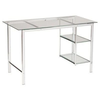 Dorothy Contemporary Writing Desk Chrome with Glass Desk White - Aiden Lane 5 Dorothy Contemporary Writing Desk Chrome with Glass Desk White - Aiden Lane - Image 3