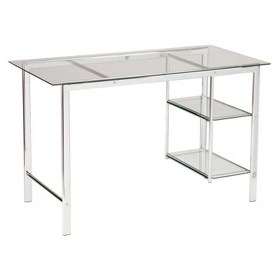 Dorothy Contemporary Writing Desk Chrome with Glass Desk White - Aiden Lane 8 Dorothy Contemporary Writing Desk Chrome with Glass Desk White - Aiden Lane - Image 6