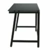 Contemporary Glass Writing Desk, Steel Frame - Onespace Black