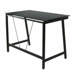 Contemporary Glass Writing Desk, Steel Frame - Onespace Black -Outlet Desks Store unnamed file 11935
