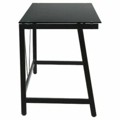 Contemporary Glass Writing Desk, Steel Frame - Onespace Black -Outlet Desks Store unnamed file 11936