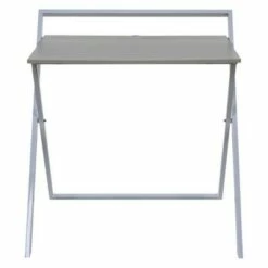 Basics No Assembly Folding Desk with Dual Usb Charger Whitewashed Oak/White - OneSpace