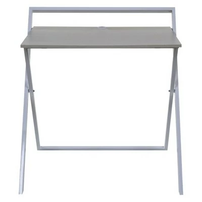 Basics No Assembly Folding Desk with Dual Usb Charger Whitewashed Oak/White - OneSpace 3 Basics No Assembly Folding Desk with Dual Usb Charger Whitewashed Oak/White - OneSpace