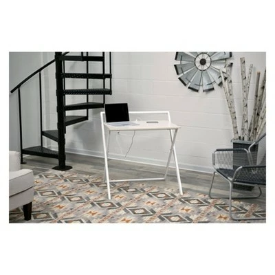 Basics No Assembly Folding Desk with Dual Usb Charger Whitewashed Oak/White - OneSpace 5 Basics No Assembly Folding Desk with Dual Usb Charger Whitewashed Oak/White - OneSpace - Image 3