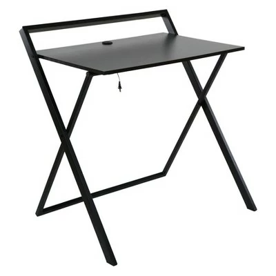 Basics No Assembly Folding Desk with Dual Usb Charger Whitewashed Oak/White - OneSpace 7 Basics No Assembly Folding Desk with Dual Usb Charger Whitewashed Oak/White - OneSpace - Image 5