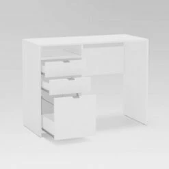 Bristol 3 Drawer Writing Desk with Shelf White - Chique