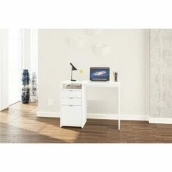 Bristol 3 Drawer Writing Desk with Shelf White - Chique -Outlet Desks Store unnamed file 11955