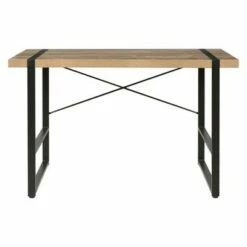 Bourbon Foundry Writing Desk Wood and Black Steel Oak - OneSpace
