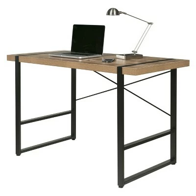 Bourbon Foundry Writing Desk Wood and Black Steel Oak - OneSpace 5 Bourbon Foundry Writing Desk Wood and Black Steel Oak - OneSpace - Image 3