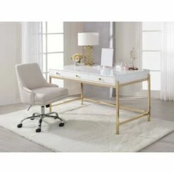 Ottey Desk White High Gloss/Gold - Acme Furniture 9 Ottey Desk White High Gloss/Gold - Acme Furniture -Outlet Desks Store unnamed file 11987