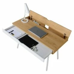 Modern Multi Storage Computer Desk with Storage Beige/White - Techni Mobili -Outlet Desks Store unnamed file 11990