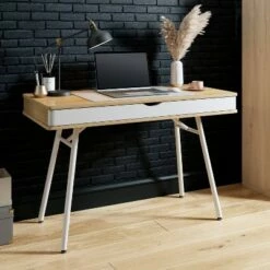 Modern Multi Storage Computer Desk with Storage Beige/White - Techni Mobili -Outlet Desks Store unnamed file 11993