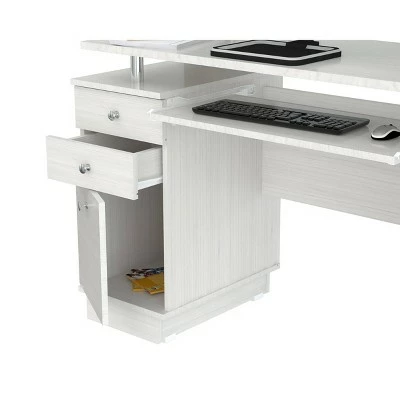 Computer Work Center with Hutch Washed Oak - Inval 4 Computer Work Center with Hutch Washed Oak - Inval - Image 2