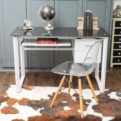 Reeve Tempered Glass Desk - Black/White - Christopher Knight Home 3 Reeve Tempered Glass Desk - Black/White - Christopher Knight Home