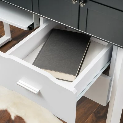 Reeve Tempered Glass Desk - Black/White - Christopher Knight Home 4 Reeve Tempered Glass Desk - Black/White - Christopher Knight Home - Image 2