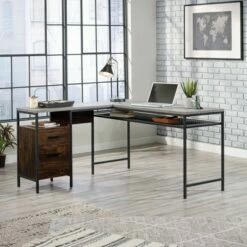 Market Commons L Desk Walnut - Sauder