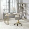 Tyeid Built-In USB Port Writing Desk Antique White/Gold - Acme Furniture -Outlet Desks Store unnamed file 12174