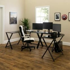 Modern Glass L Shaped Gaming Computer Desk - Saracina Home Black -Outlet Desks Store unnamed file 1218