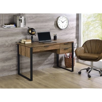 Aflo Writing Desk Weathered Oak/Black - Acme Furniture 3 Aflo Writing Desk Weathered Oak/Black - Acme Furniture