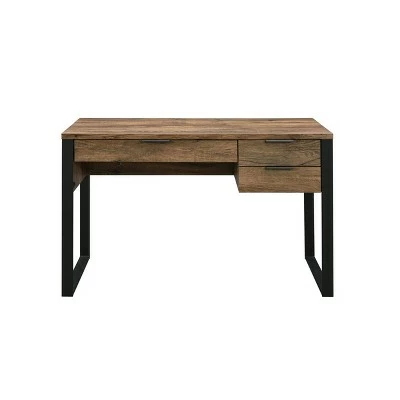 Aflo Writing Desk Weathered Oak/Black - Acme Furniture 4 Aflo Writing Desk Weathered Oak/Black - Acme Furniture - Image 2