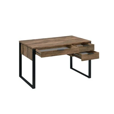 Aflo Writing Desk Weathered Oak/Black - Acme Furniture 7 Aflo Writing Desk Weathered Oak/Black - Acme Furniture - Image 5