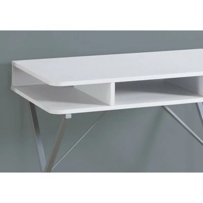 White Top Computer Desk - Silver Metal - EveryRoom 4 White Top Computer Desk - Silver Metal - EveryRoom - Image 2