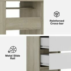 Costway 3-Drawer Computer Desk Writing Table Home Office w/Keyboard Tray WhiteOak -Outlet Desks Store unnamed file 1237