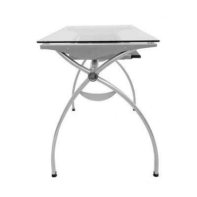 Contemporary Clear Glass Top Computer Desk with Pull Out Keyboard Panel Clear - Techni Mobili 9 Contemporary Clear Glass Top Computer Desk with Pull Out Keyboard Panel Clear - Techni Mobili - Image 7