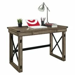Hathaway Wood Writing Desk with Drawers - Room & Joy Rustic Gray