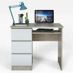 Costway 3-Drawer Computer Desk Writing Table Home Office w/Keyboard Tray WhiteOak -Outlet Desks Store unnamed file 1238