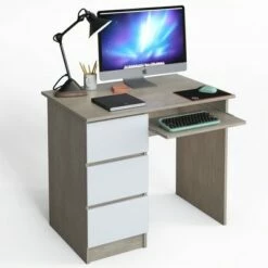 Costway 3-Drawer Computer Desk Writing Table Home Office w/Keyboard Tray WhiteOak -Outlet Desks Store unnamed file 1239