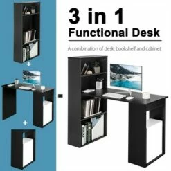 Costway Computer Desk Writing Workstation Office w/6-Tier Storage Shelves WhiteBlack -Outlet Desks Store unnamed file 1246