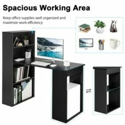 Costway Computer Desk Writing Workstation Office w/6-Tier Storage Shelves WhiteBlack -Outlet Desks Store unnamed file 1247