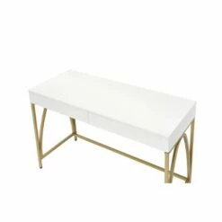 Light Mane Desk White High Gloss/Gold - Acme Furniture -Outlet Desks Store unnamed file 12475