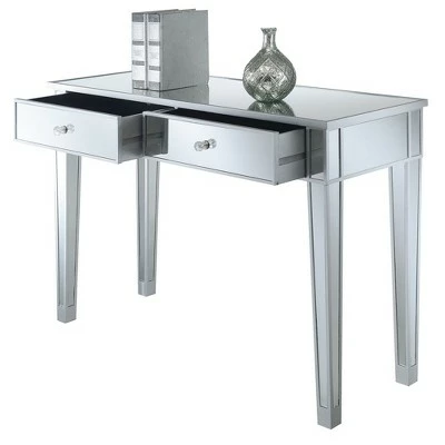 Gold Coast Mirrored Desk Silver/Mirror - Breighton Home 3 Gold Coast Mirrored Desk Silver/Mirror - Breighton Home