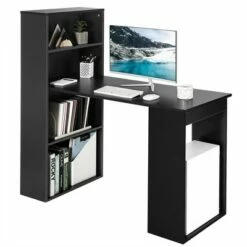 Costway Computer Desk Writing Workstation Office w/6-Tier Storage Shelves WhiteBlack -Outlet Desks Store unnamed file 1250