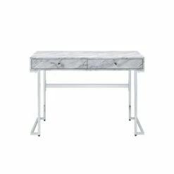 Tigress Writing Desk White/Chrome - Acme Furniture