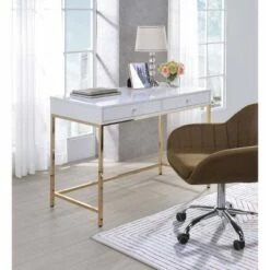 Ottey Desk White High Gloss/Gold - Acme Furniture 14 Ottey Desk White High Gloss/Gold - Acme Furniture -Outlet Desks Store unnamed file 12520