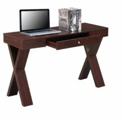 Breighton Home Newport Wood Writing Desk with Drawers - Johar Furniture Mahogany