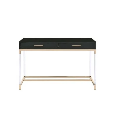 Adiel Built-In USB Port Writing Desk Black/Gold - Acme Furniture 4 Adiel Built-In USB Port Writing Desk Black/Gold - Acme Furniture - Image 2