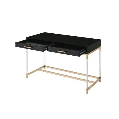 Adiel Built-In USB Port Writing Desk Black/Gold - Acme Furniture 6 Adiel Built-In USB Port Writing Desk Black/Gold - Acme Furniture - Image 4